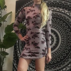 Charlotte Russe Fleece Floral Bodycon Dress XS